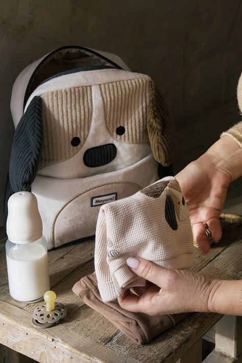 Detský ruksak Mayoral Newborn béžová farba, malý, vzorovaný, 9972