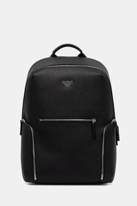 Emporio Armani plecak skórzany męski kolor czarny duży gładki Y4O409 Y138E