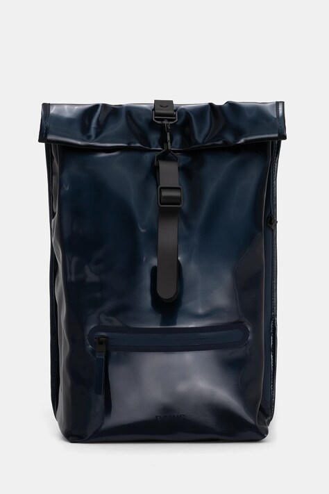 Rains plecak 13320 Rolltop Rucksack kolor granatowy duży gładki 13320