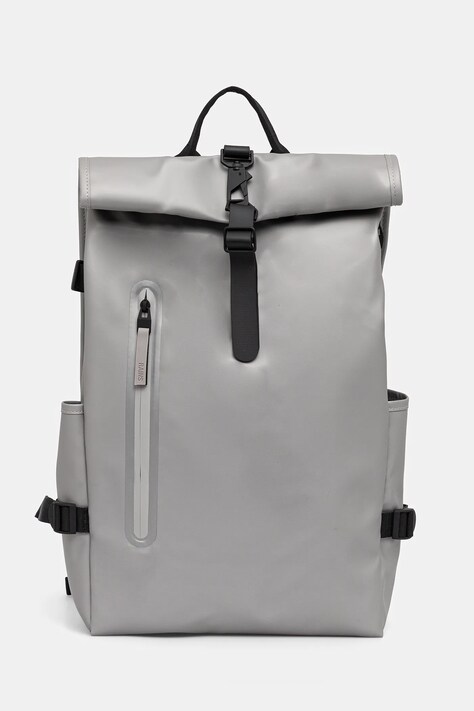 Rains plecak 14590 Rolltop Rucksack Large kolor szary duży gładki 14590