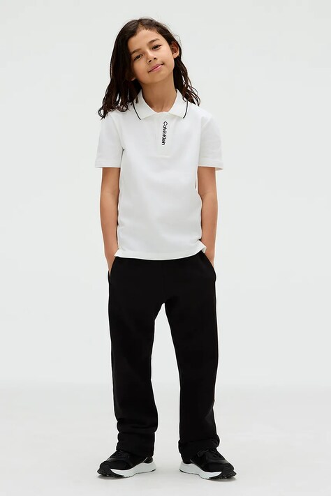 Calvin Klein Jeans tricou polo culoarea alb, uni, IB0IB02542