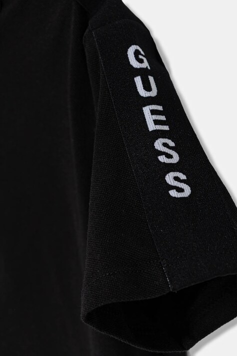 Дитяче бавовняне поло Guess — AW25-POB00O, чорний — фото 3