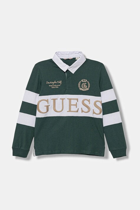 Guess longsleeve bawełniany dziecięcy kolor brązowy wzorzysty L5YP01 KCNQ4