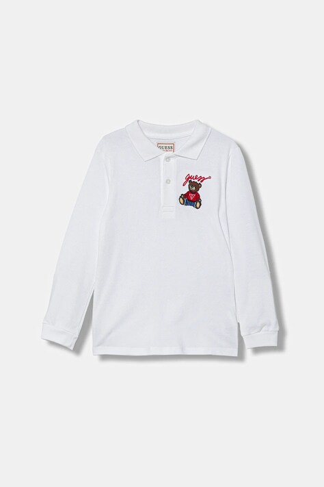 Guess longsleeve bawełniany dziecięcy kolor biały z aplikacją N5YP00 KADZ4