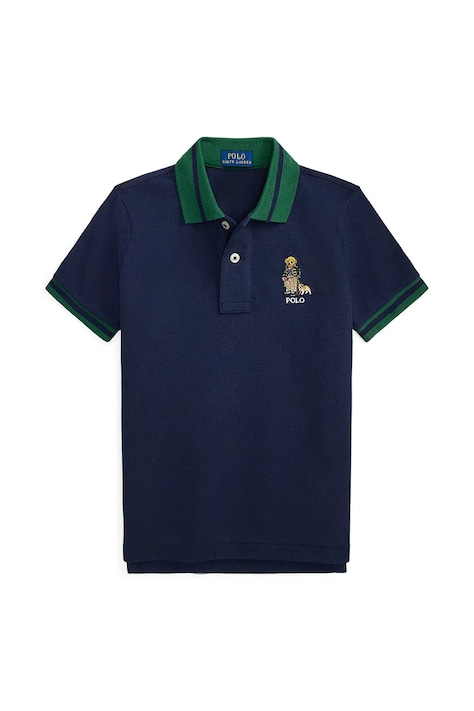 Polo Ralph Lauren longsleeve din bumbac pentru copii culoarea albastru marin, modelator, 322980428001