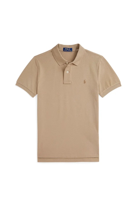 Детское хлопковое поло Polo Ralph Lauren цвет бежевый однотонное 323708857197