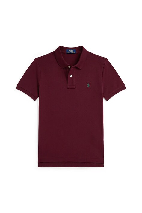Pamučna polo majica Polo Ralph Lauren boja: bordo, bez uzorka, 323708857201