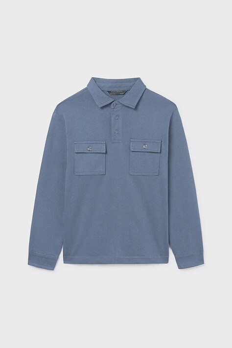 Mayoral longsleeve bawełniany dziecięcy kolor niebieski gładki 7103