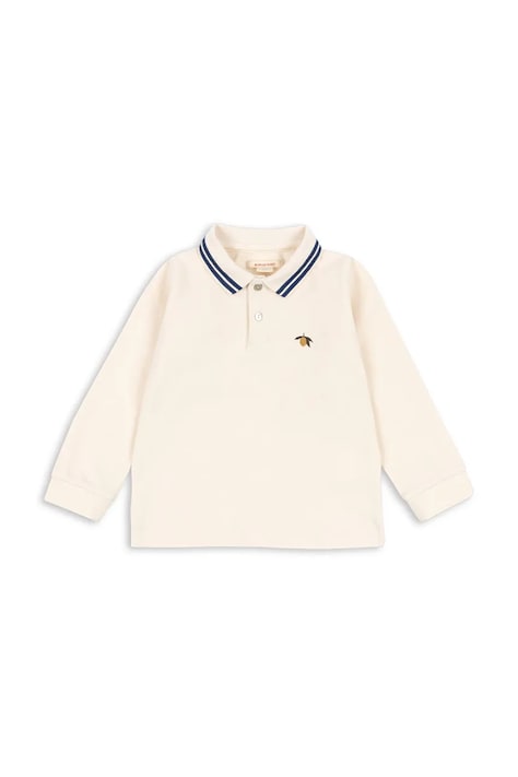 Konges Sløjd tricouri polo din bumbac pentru copii FLORIAN LS POLO GOTS culoarea bej, uni, KS103811