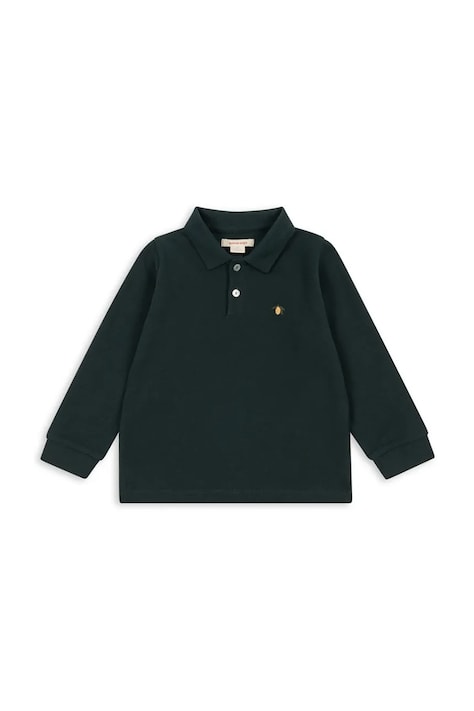 Konges Sløjd tricouri polo din bumbac pentru copii FLORIAN LS POLO GOTS culoarea verde, uni, KS103811