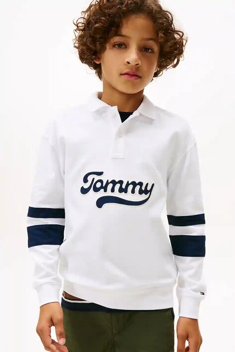 Дитяча бавовняна кофта Tommy Hilfiger колір білий з принтом KB0KB09995