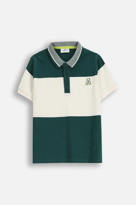 Coccodrillo polo bawełniane dziecięce kolor zielony wzorzysty ACADEMY BOY JUNIOR