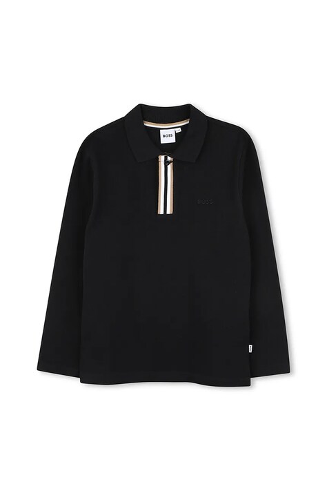 BOSS longsleeve bawełniany dziecięcy kolor czarny z nadrukiem J52333