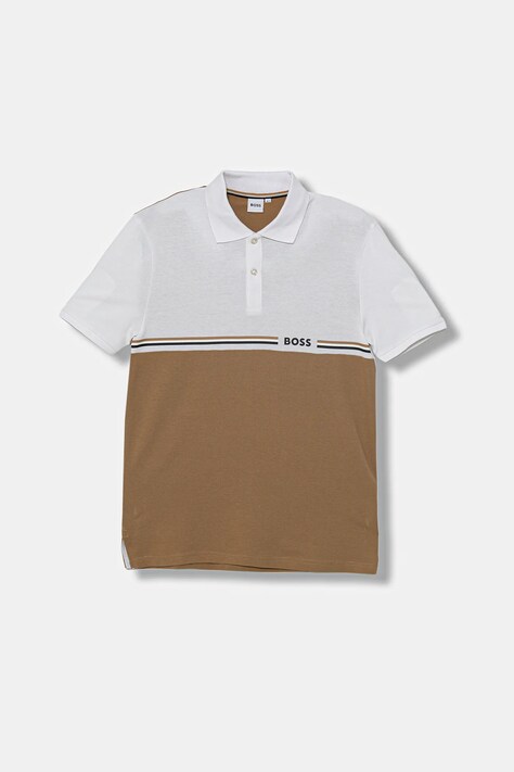 BOSS tricou polo copii culoarea maro, J52339