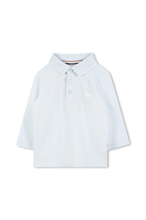 BOSS polo bawełniane dziecięce kolor niebieski gładki J52449