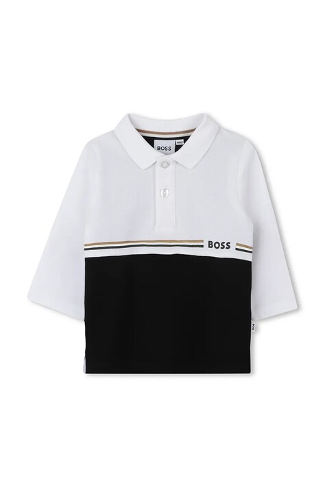 Pamučna polo majica za bebe BOSS boja: crna, s tiskom, J52456