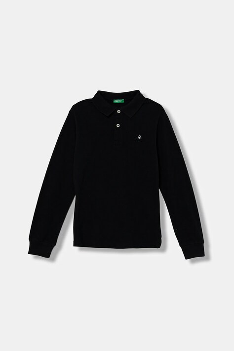 United Colors of Benetton longsleeve din bumbac pentru copii culoarea negru, uni, 3089C300Z