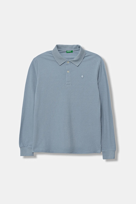 United Colors of Benetton longsleeve bawełniany dziecięcy kolor niebieski gładki 3089C300Z