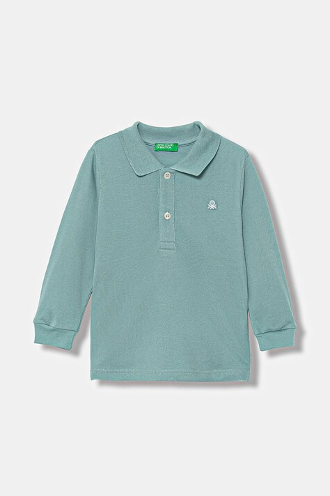 United Colors of Benetton longsleeve bawełniany dziecięcy kolor turkusowy gładki 3089G3009