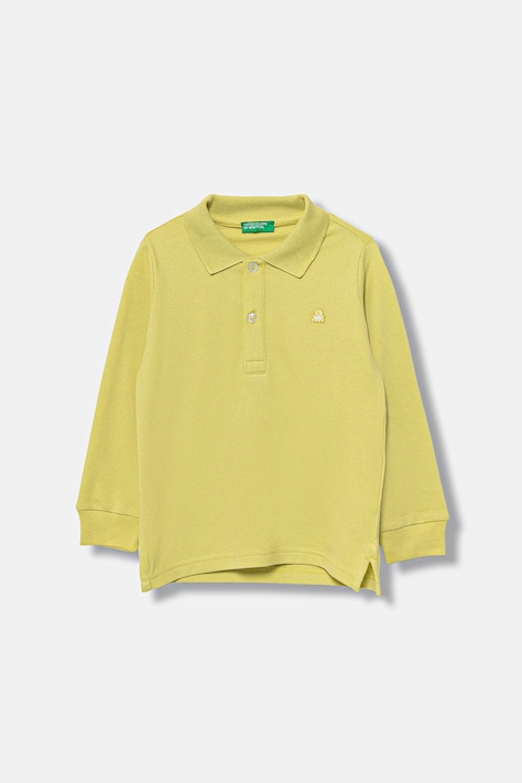 United Colors of Benetton longsleeve din bumbac pentru copii culoarea galben, uni, 3089G3009