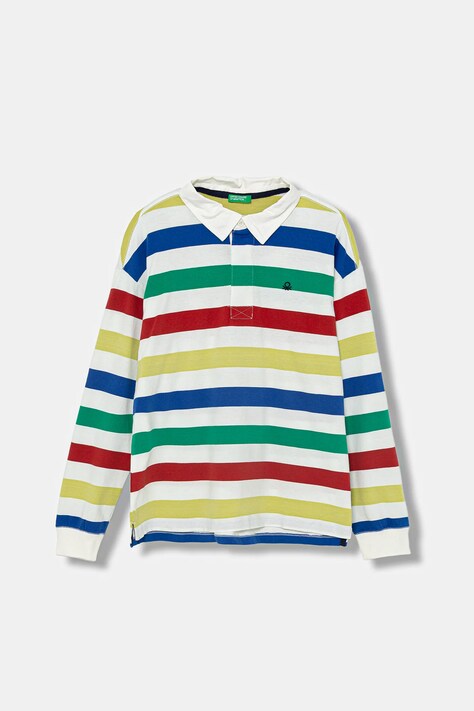 United Colors of Benetton polo bawełniane dziecięce kolor biały gładki 33CKC301X
