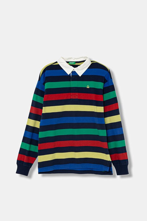 United Colors of Benetton polo bawełniane dziecięce kolor granatowy gładki 33CKC301X