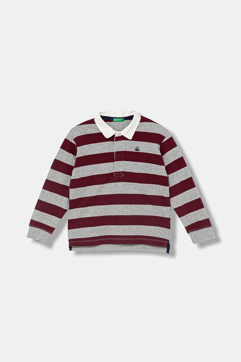 United Colors of Benetton polo bawełniane dziecięce kolor bordowy gładki 33CKG300Z