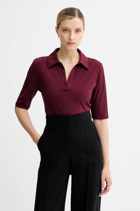 Polo tričko Calvin Klein dámské, vínová barva, LV044C221G