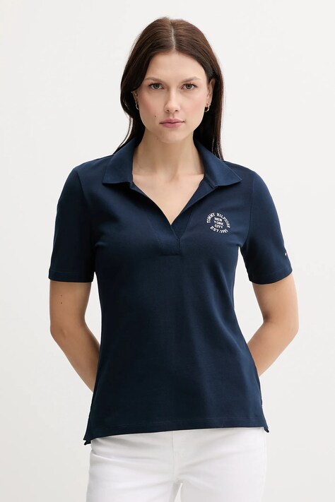 Polo tričko Tommy Hilfiger dámske, tmavomodrá farba, WW0WW45807