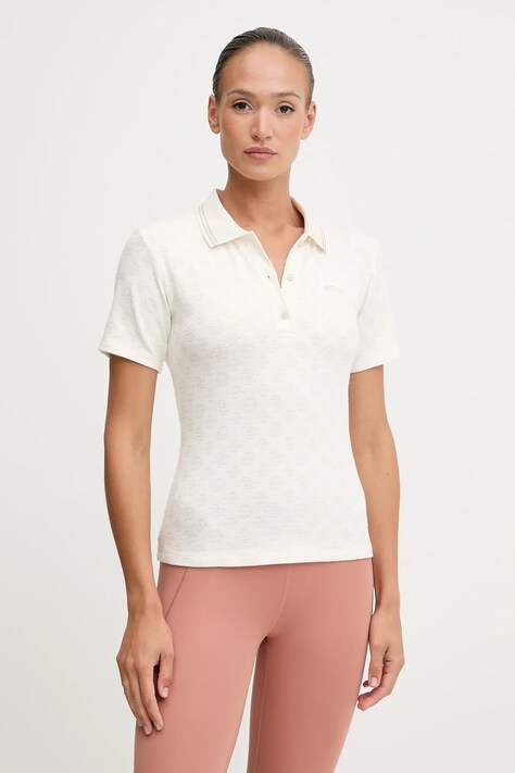Guess tricou polo PEONY culoarea bej, V5YP01 KCX12