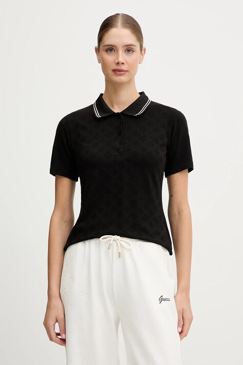 Guess polo PEONY damski kolor czarny V5YP01 KCX12