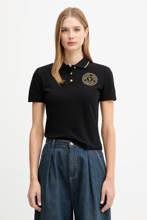 Versace Jeans Couture polo bawełniane damski kolor czarny 79HAGT00 CJ01T