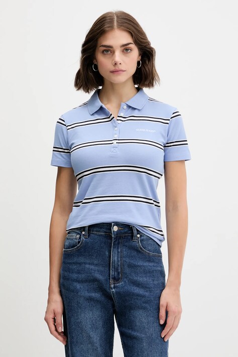 Guess Jeans polo damski kolor niebieski W5YP40 KCYR1