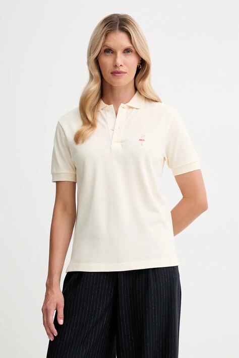 Pamučna polo majica Bally za žene, boja: bež, WJE080