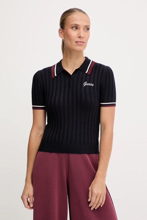 Guess polo z dodatkiem wełny SABINA damski kolor granatowy V5BP04 Z1152