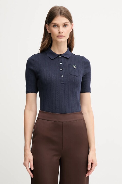 Lacoste polo bawełniane damski kolor granatowy DF5296