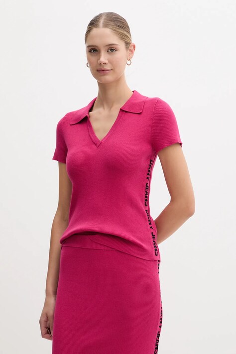 Dkny polo damski kolor różowy DJ4R0188