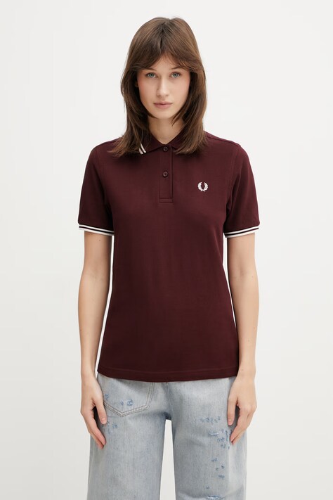 Fred Perry polo bawełniane damskie bordowe G3600