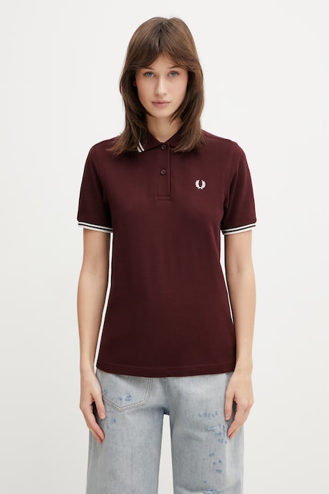 Fred Perry polo bawełniane damskie bordowe G3600