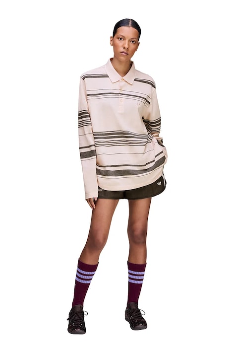 Bavlnené tričko s dlhým rukávom adidas Originals x Wales Bonner Polo ružová farba, KB2298