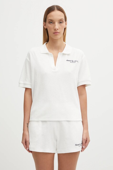 Sporty & Rich polo bawełniane Eden Script Terry damski kolor biały TO00160673WH01