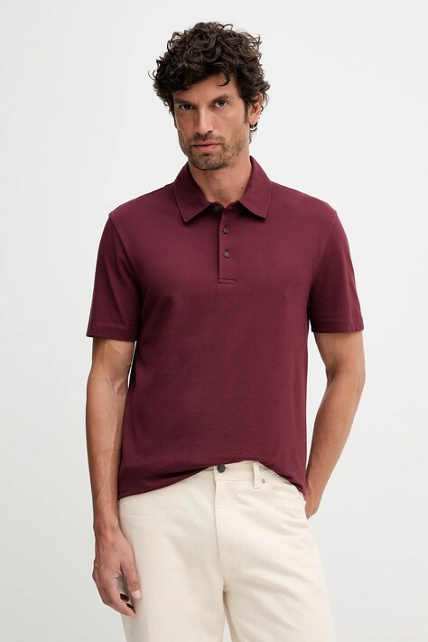 BOSS polo z dodatkiem jedwabiu BECKHAM X BOSS męski kolor bordowy gładki 50554093