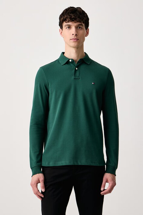 Tommy Hilfiger Longsleeve męski z bawełną zielony MW0MW20183