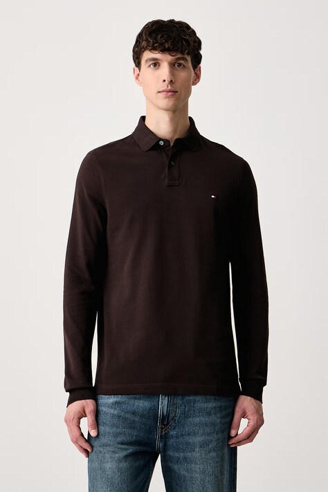 Tommy Hilfiger Longsleeve męski z bawełną brązowy MW0MW20183