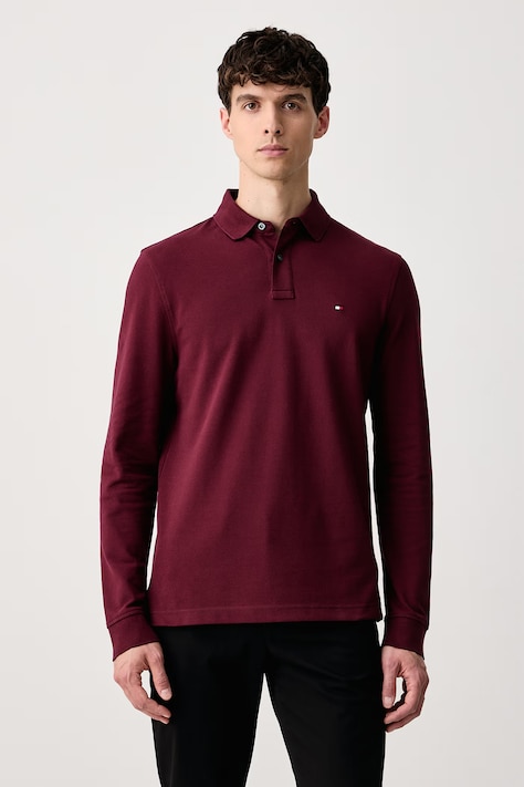 Tommy Hilfiger Longsleeve męski z bawełną bordowy MW0MW20183