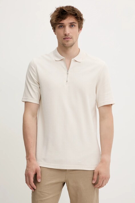 Samsoe Samsoe polo de bumbac SAMAC culoarea bej, neted, M25200033