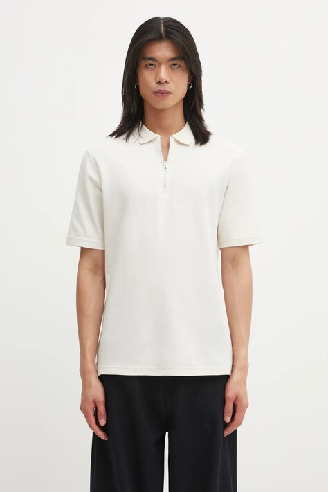 Bavlnené polo tričko Samsoe Samsoe SAMAC béžová farba, jednofarebné, M25200033