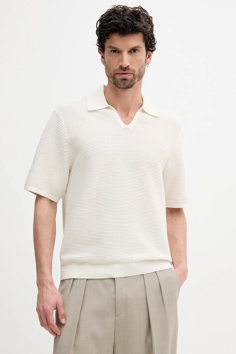 Calvin Klein tricou polo culoarea bej, uni, LV04LC323G
