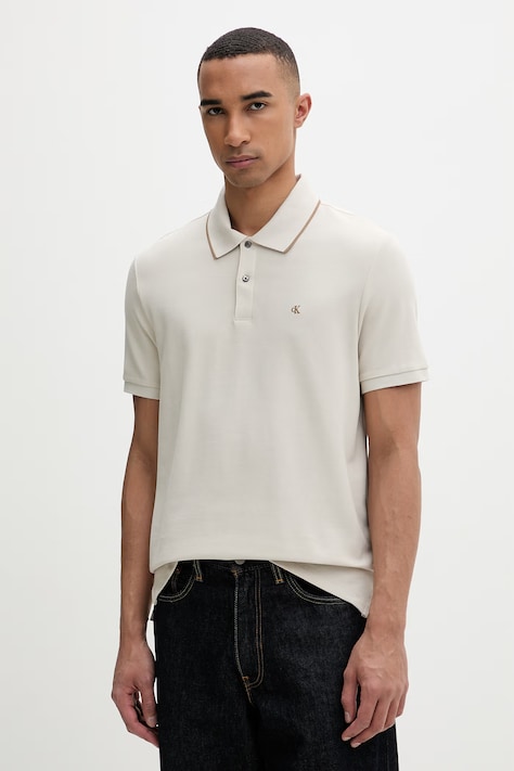 Calvin Klein polo za muškarce od pamuka bež LV04LC239G