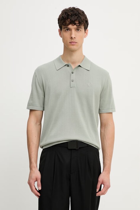 Calvin Klein úpletové polo tričko pánske bavlnené zelené LV04LC326G